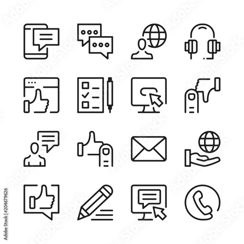 Online communication line icons set. Modern graphic design concepts, simple outline elements collection. Vector line icons