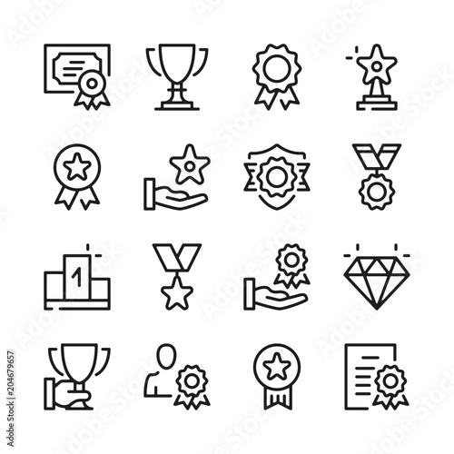 Awards line icons set. Modern graphic design concepts, simple outline elements collection. Vector line icons