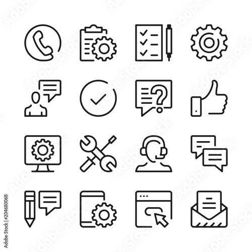 Customer support line icons set. Modern graphic design concepts, simple outline elements collection. Vector line icons