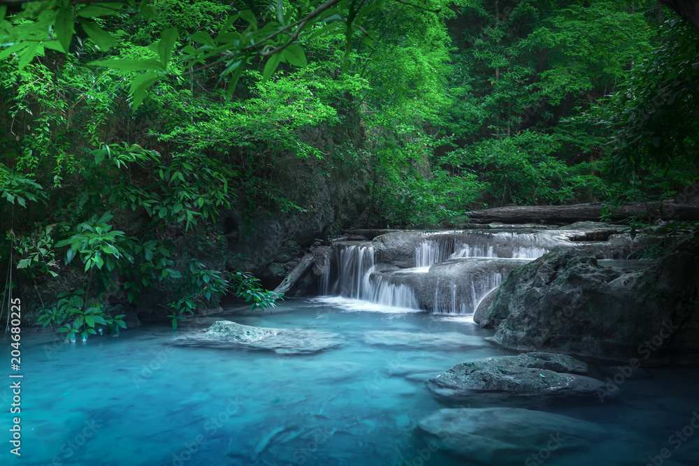 Jangle landscape with Erawan waterfall. Kanchanaburi, Thailand Jangle landscape with Erawan waterfall. Kanchanaburi, Thailand