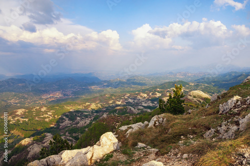 Beautiful mountain landscape. View of Lovcen National Park from Jezerski vrh peak. Montenegro