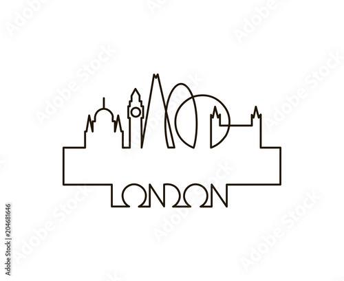 abstract linear illustration of London city on white background