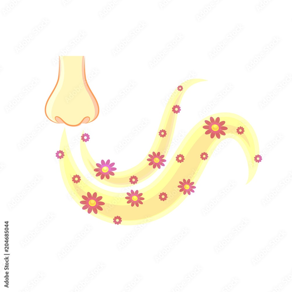 Nose and smell sense flat vector on white background. Nose and smell sense flat vector on white background.