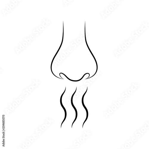 Nose and smell sense flat vector on white background.