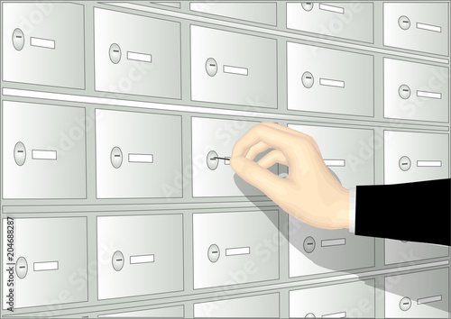 deposit boxand hand