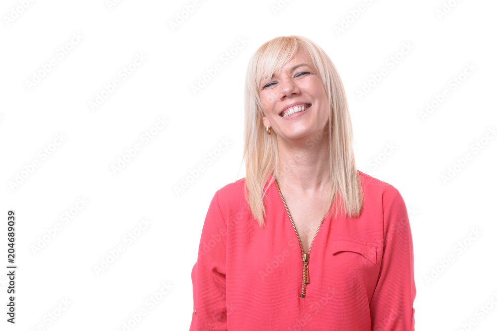 Blond young woman with a beaming smile Blond young woman with a beaming smile