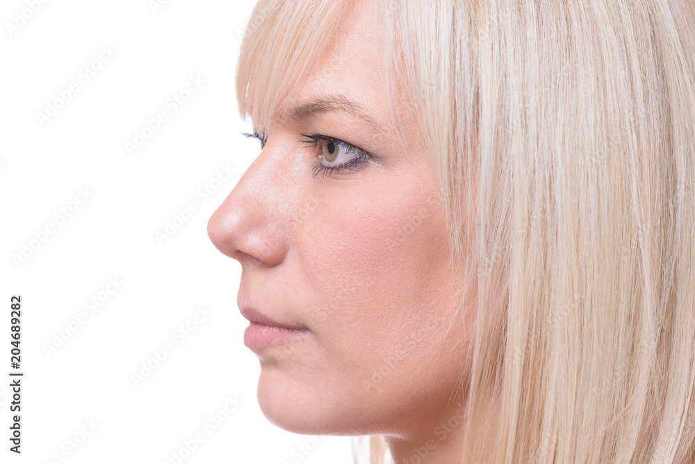 One beautiful young woman with blond hair One beautiful young woman with blond hair