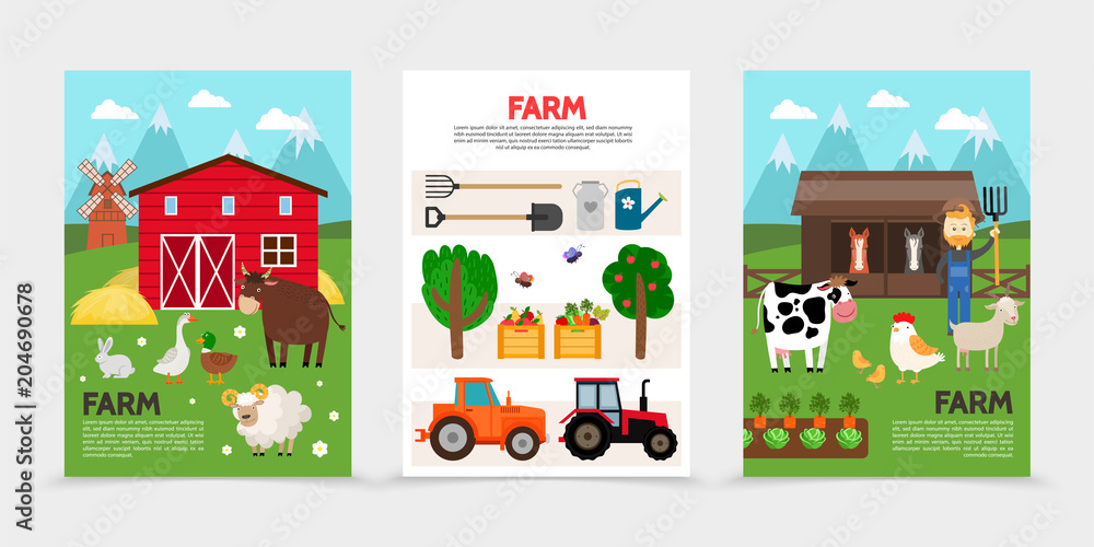 Flat Farm And Agriculture Posters