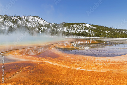Yellowstone geyser and hot springs colorful pool