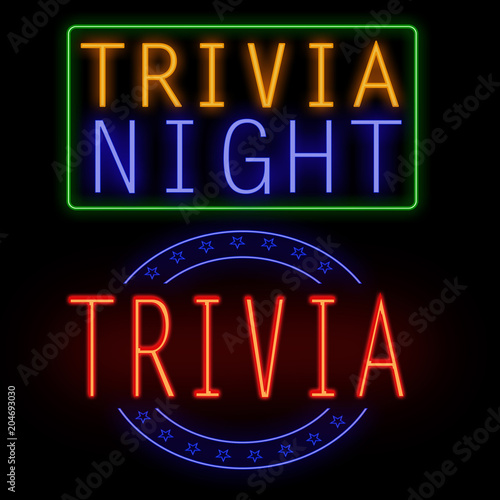 Trivia night glowing neon sign