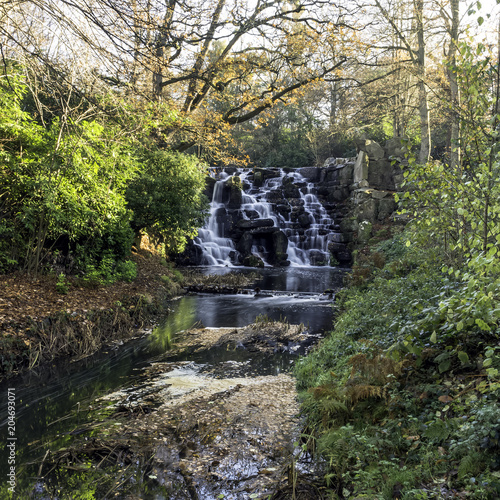 The Ornamental Cascade waterfall in Virginia Water, Surrey, United Kingdom