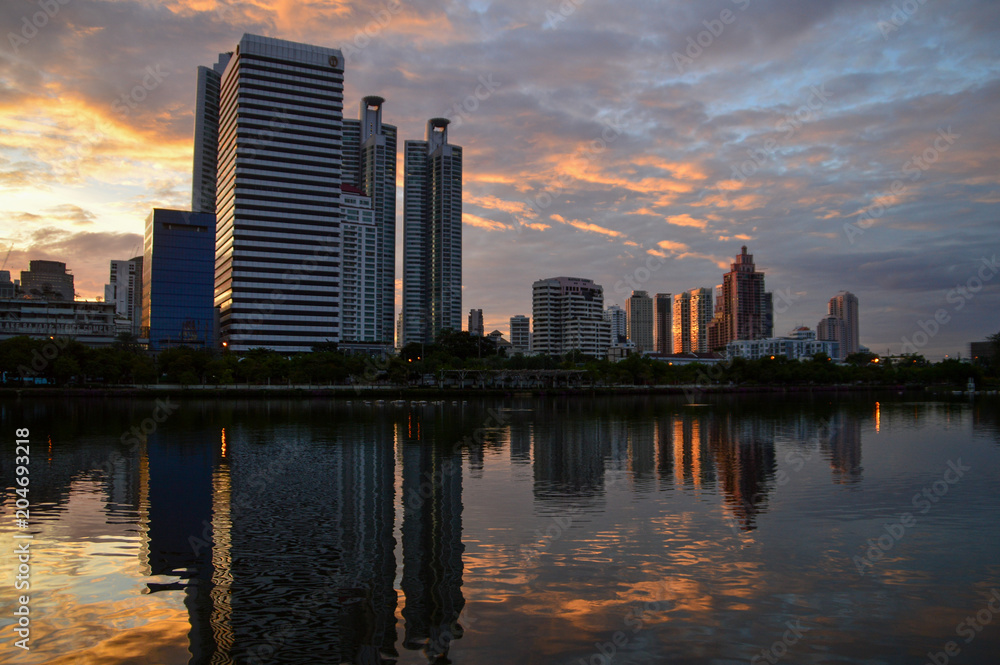 Bangkok Skyline Reflection