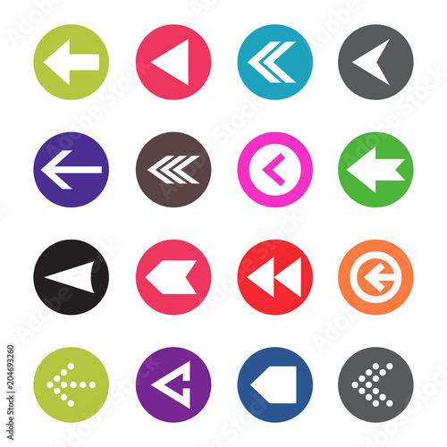 Arrow icon set. Web arrow pictogram design. Internet elements symbols. Navigation previous right and left signs photo