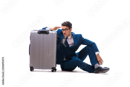 Businessman in business travel concept isolated on white