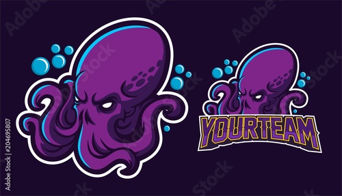 kraken/squid/octopus esport gaming mascot logo template