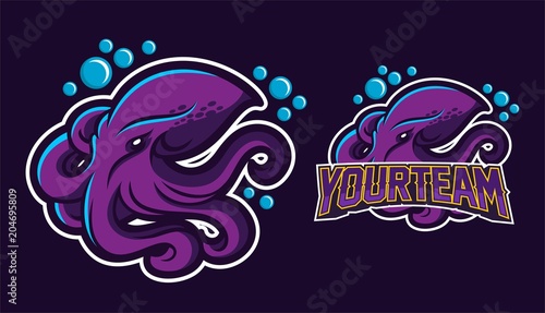 kraken/squid/octopus esport gaming mascot logo template
