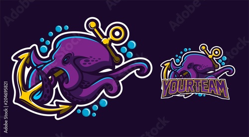 kraken/squid/octopus esport gaming mascot logo template
