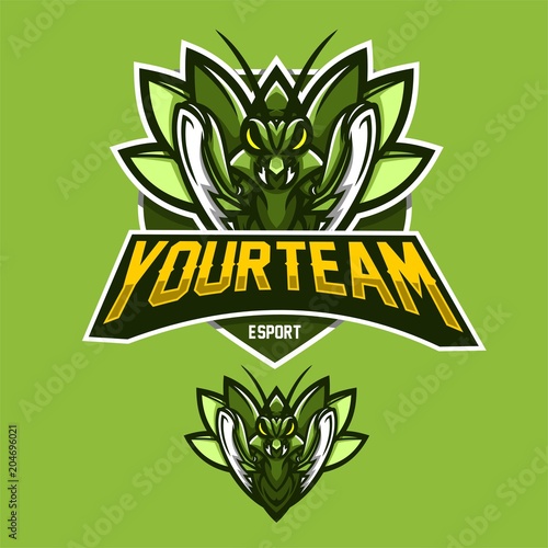grasshopper/mantis esport gaming mascot logo template