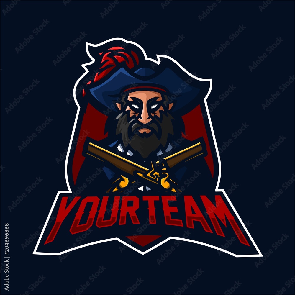 captain pirate esport gaming mascot logo template