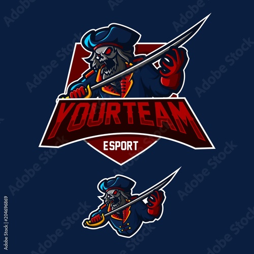 zombie captain pirate esport gaming mascot logo template