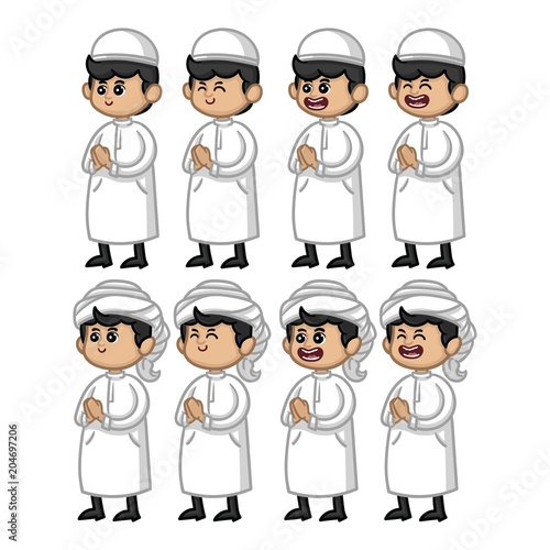 islam/muslim people cartoon style for ramadhan kareem/eid mubarak