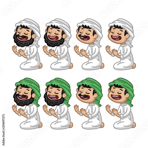 islam/muslim people cartoon style for ramadhan kareem/eid mubarak