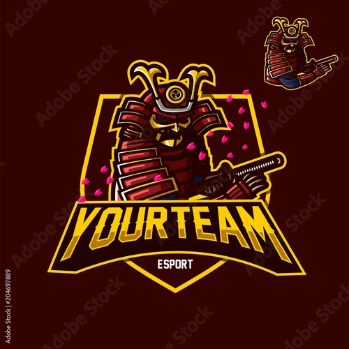 japanese samurai esport gaming mascot logo template
