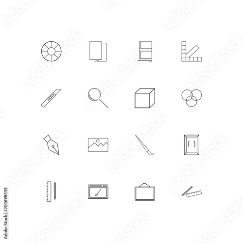 Creative Process And Design linear thin icons set. Outlined simple vector icons