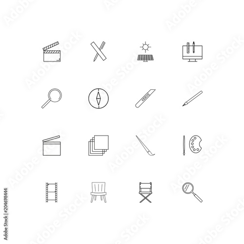 Creative Process And Design linear thin icons set. Outlined simple vector icons
