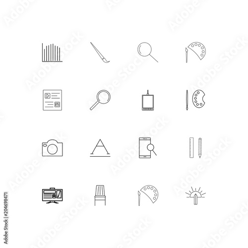 Creative Process And Design linear thin icons set. Outlined simple vector icons