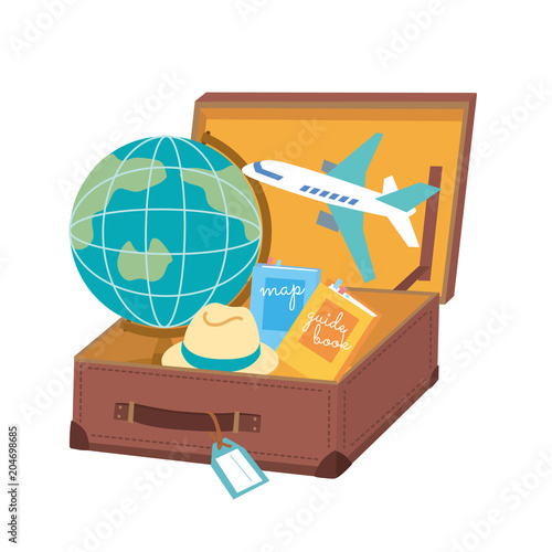 トランク　旅行イメージ　イラスト
