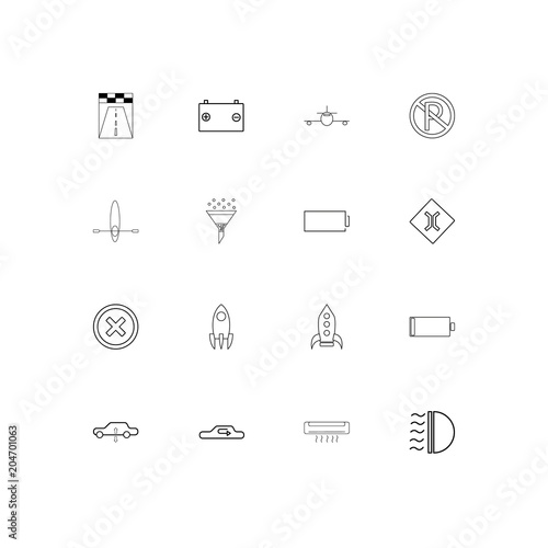 Cars And Transportation linear thin icons set. Outlined simple vector icons