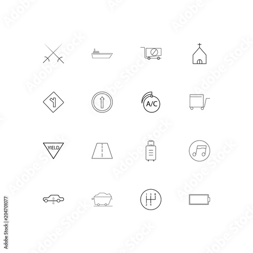 Fototapeta Naklejka Na Ścianę i Meble -  Cars And Transportation linear thin icons set. Outlined simple vector icons