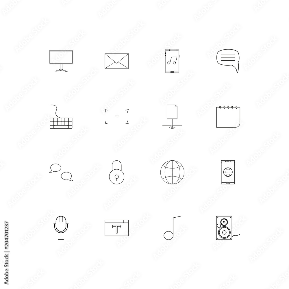 Devices linear thin icons set. Outlined simple vector icons Devices linear thin icons set. Outlined simple vector icons
