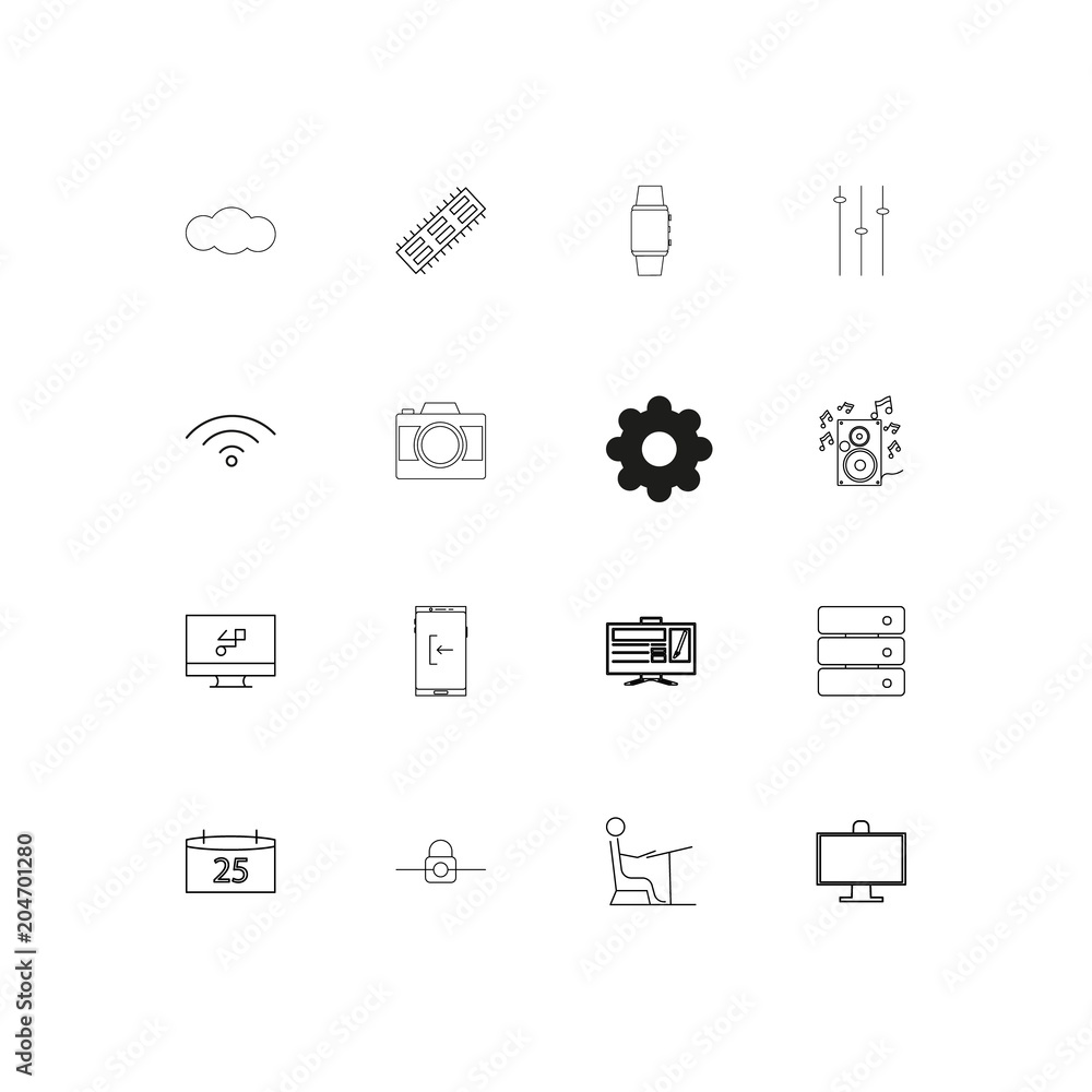 Devices linear thin icons set. Outlined simple vector icons Devices linear thin icons set. Outlined simple vector icons