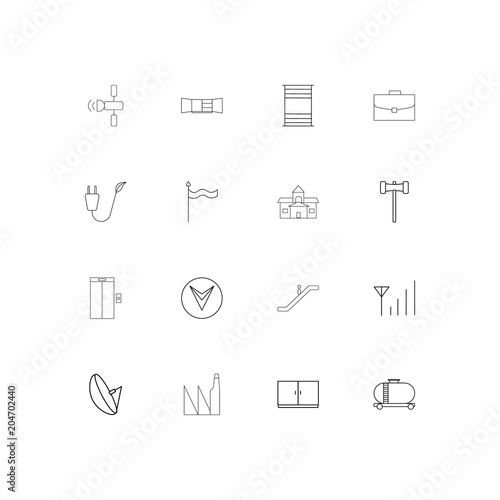 Industry linear thin icons set. Outlined simple vector icons