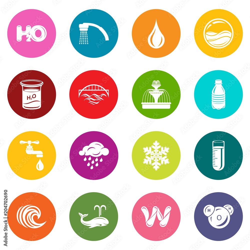 Fototapeta premium Water icons set colorful circles vector