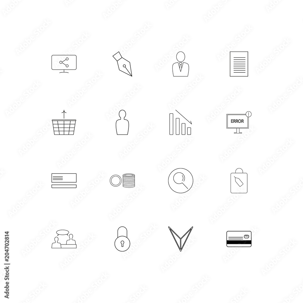 Business linear thin icons set. Outlined simple vector icons Business linear thin icons set. Outlined simple vector icons