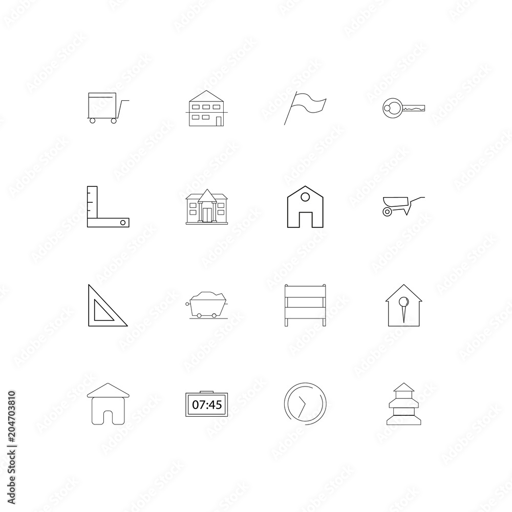 Buildings And Constructions linear thin icons set. Outlined simple vector icons Buildings And Constructions linear thin icons set. Outlined simple vector icons