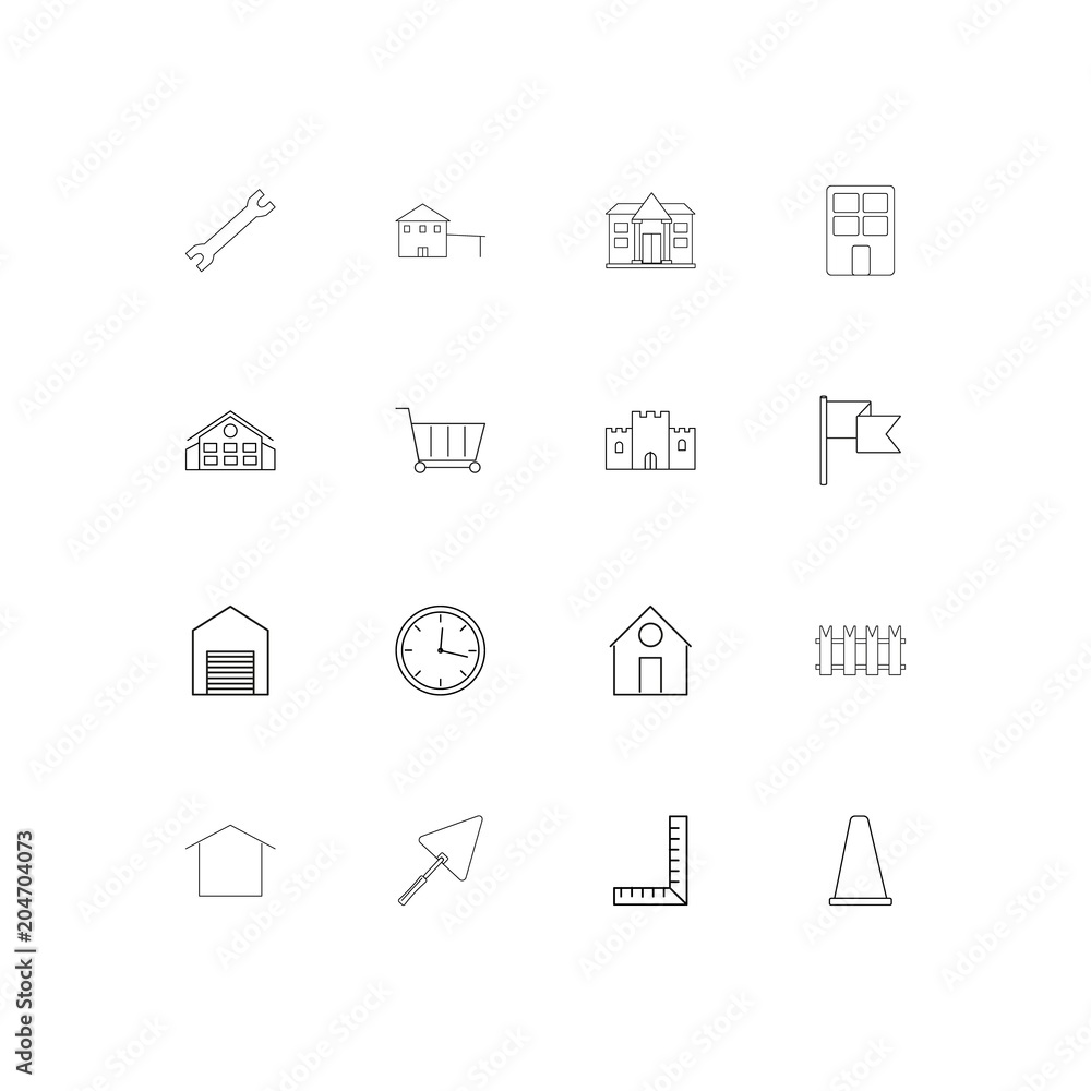 Buildings And Constructions linear thin icons set. Outlined simple vector icons Buildings And Constructions linear thin icons set. Outlined simple vector icons