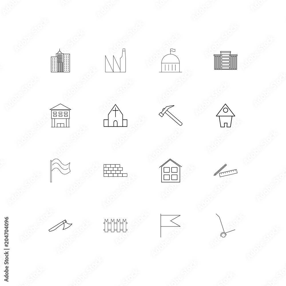 Buildings And Constructions linear thin icons set. Outlined simple vector icons Buildings And Constructions linear thin icons set. Outlined simple vector icons