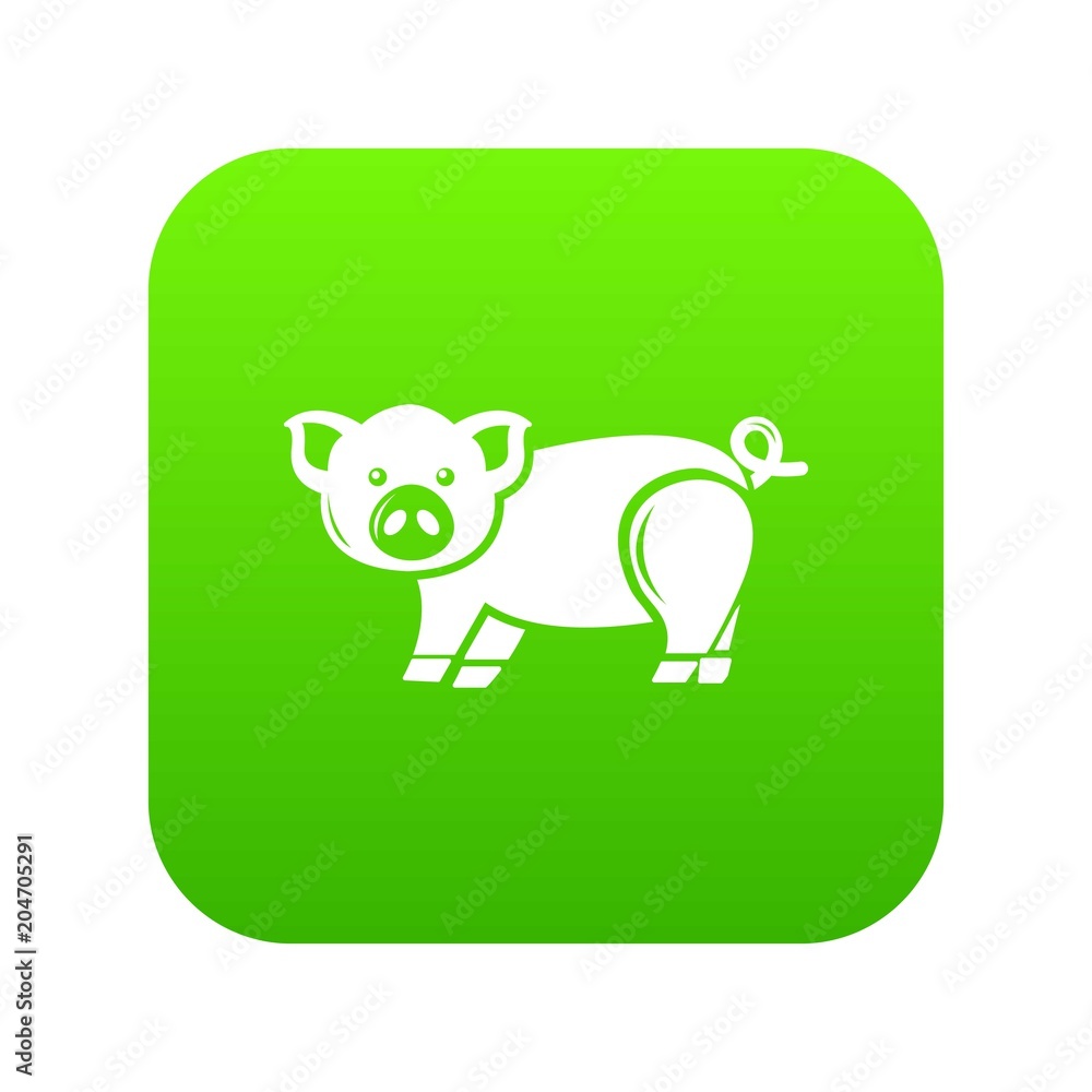 Cute pig icon green vector Cute pig icon green vector