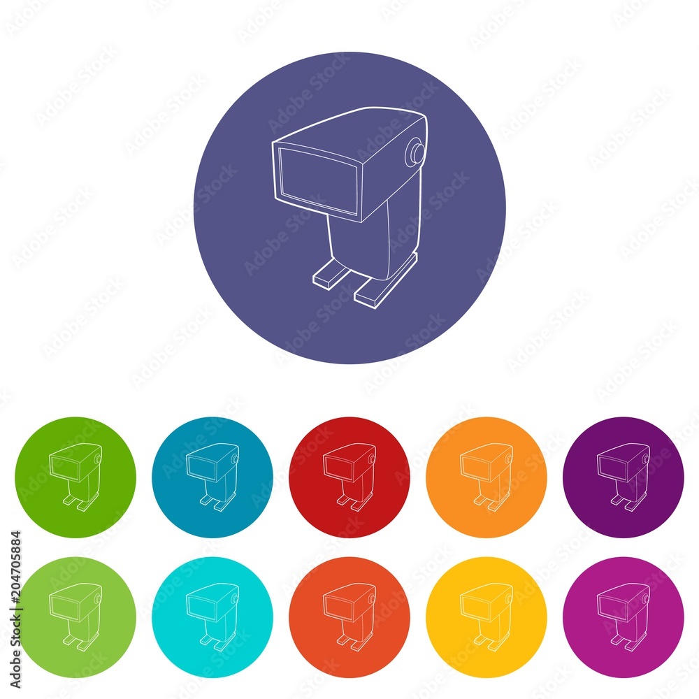 External flash camera icon, outline style External flash camera icon, outline style