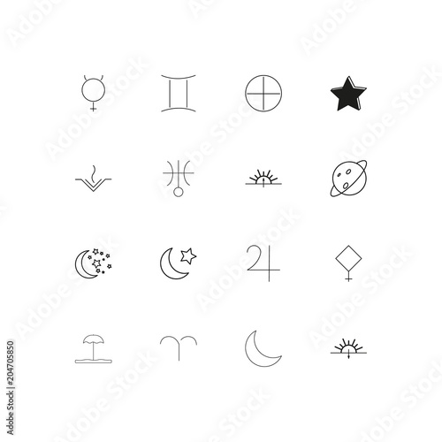 Astrology linear thin icons set. Outlined simple vector icons