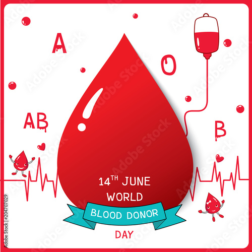 Illustration vector of  World Blood donor day poster design with blood type.