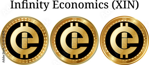 Set of physical golden coin Infinity Economics (XIN)