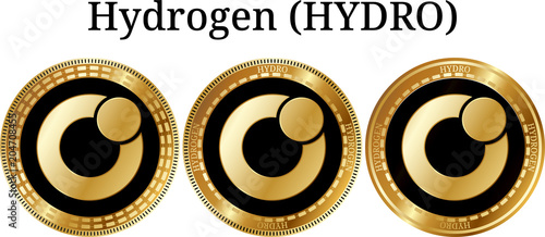 Set of physical golden coin Hydrogen (HYDRO)