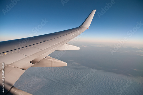 Cloudy scene from aeroplane window view