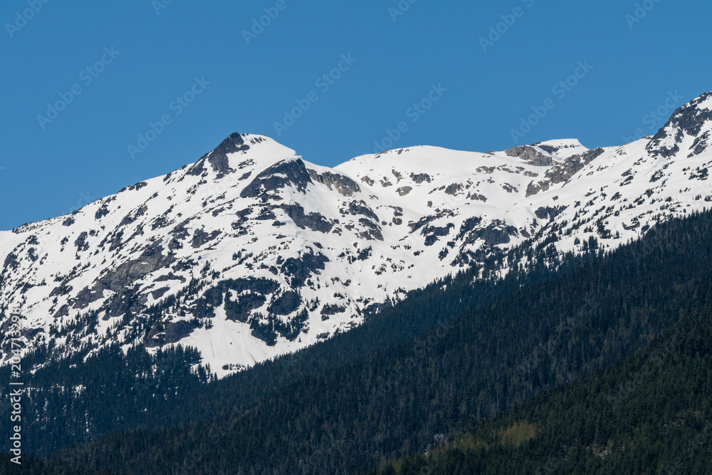 majestic mountain covered with snow under the blue sky