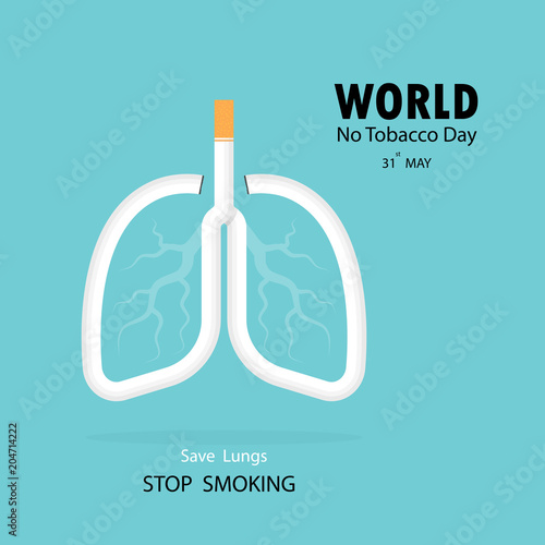Lung and cigarette icon with Stop Smoking vector logo design template.May 31st World no tobacco day concept.No Smoking Day.No Tobacco Day Awareness Idea Campaign for greeting